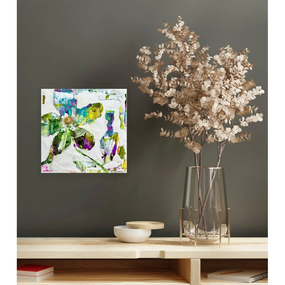 The Lone Wildflower Original Mixed Media Floral Collage Art